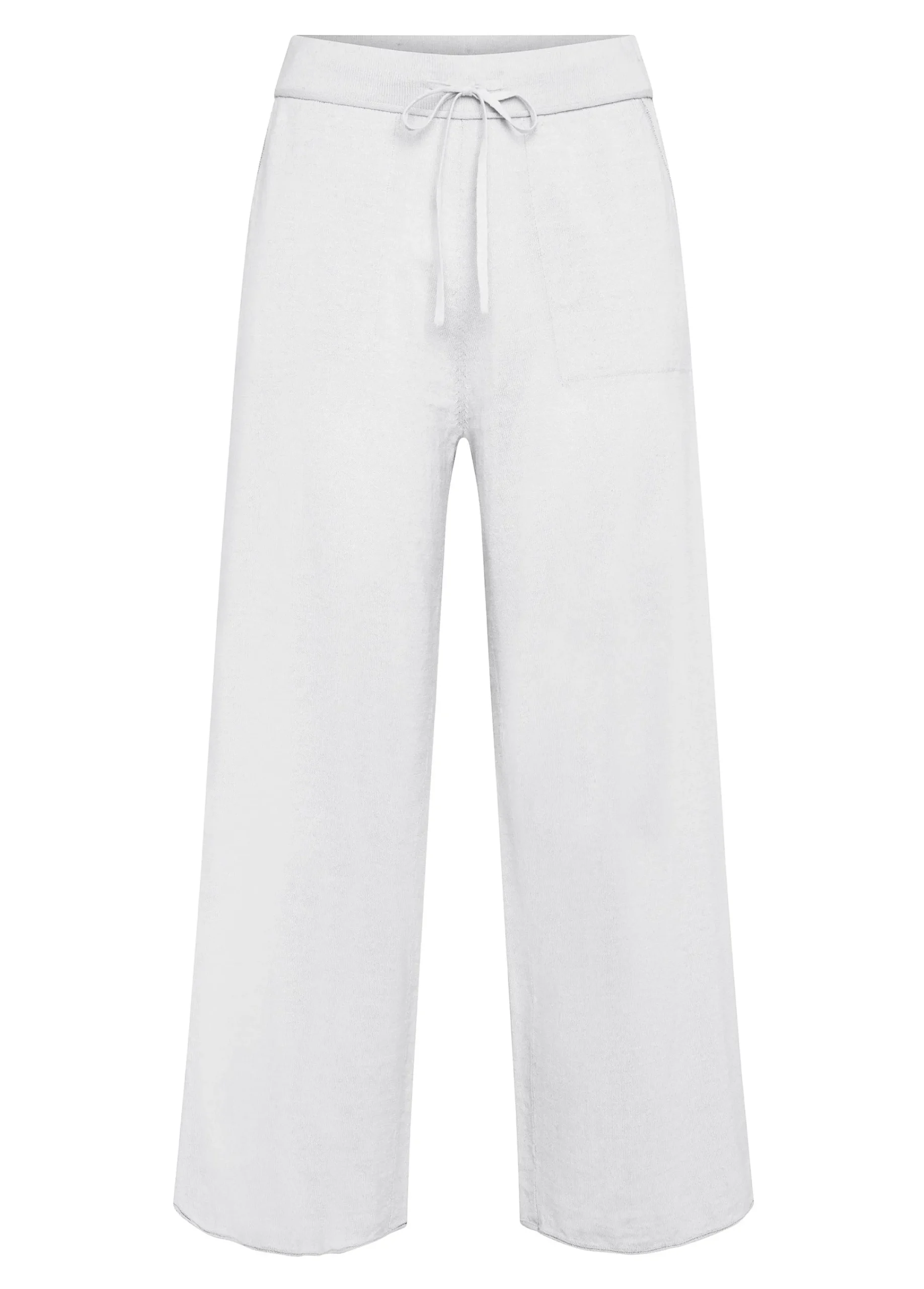 Shop Pantalone Cropped In Maglia Bianco Donna Pantaloni