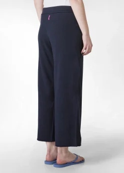 Online Pantalone Cropped In Maglia Blu Donna Pantaloni