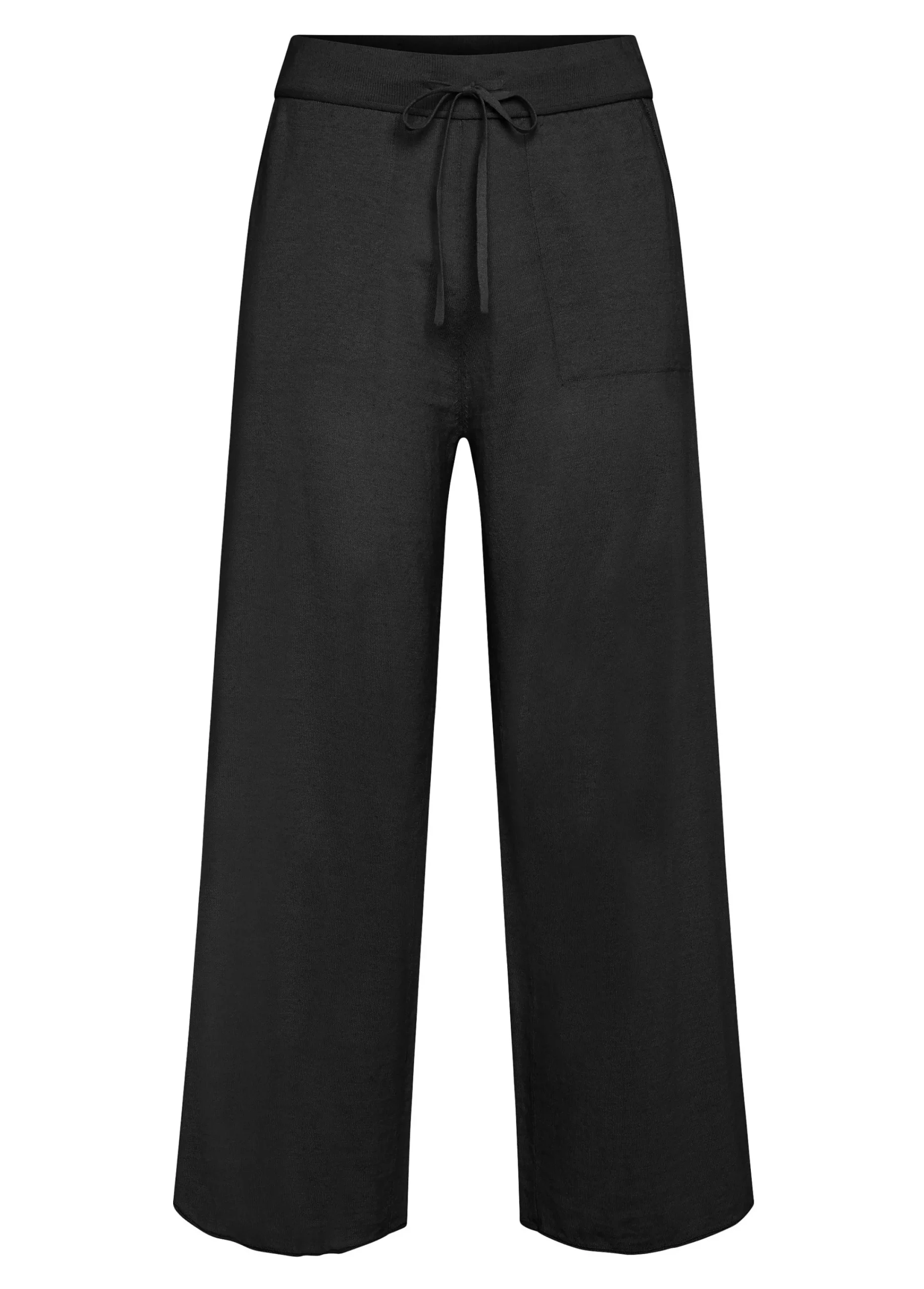 Shop Pantalone Cropped In Maglia Nero Donna Pantaloni