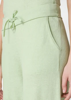 Flash Sale Pantalone Cropped In Maglia Verde Donna Pantaloni