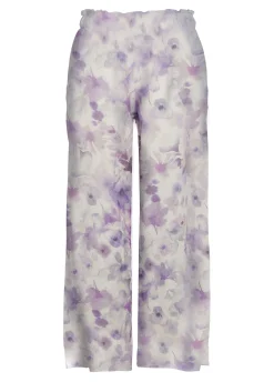 Discount Pantalone Cropped In Raso Stampato Viola Donna Pantaloni