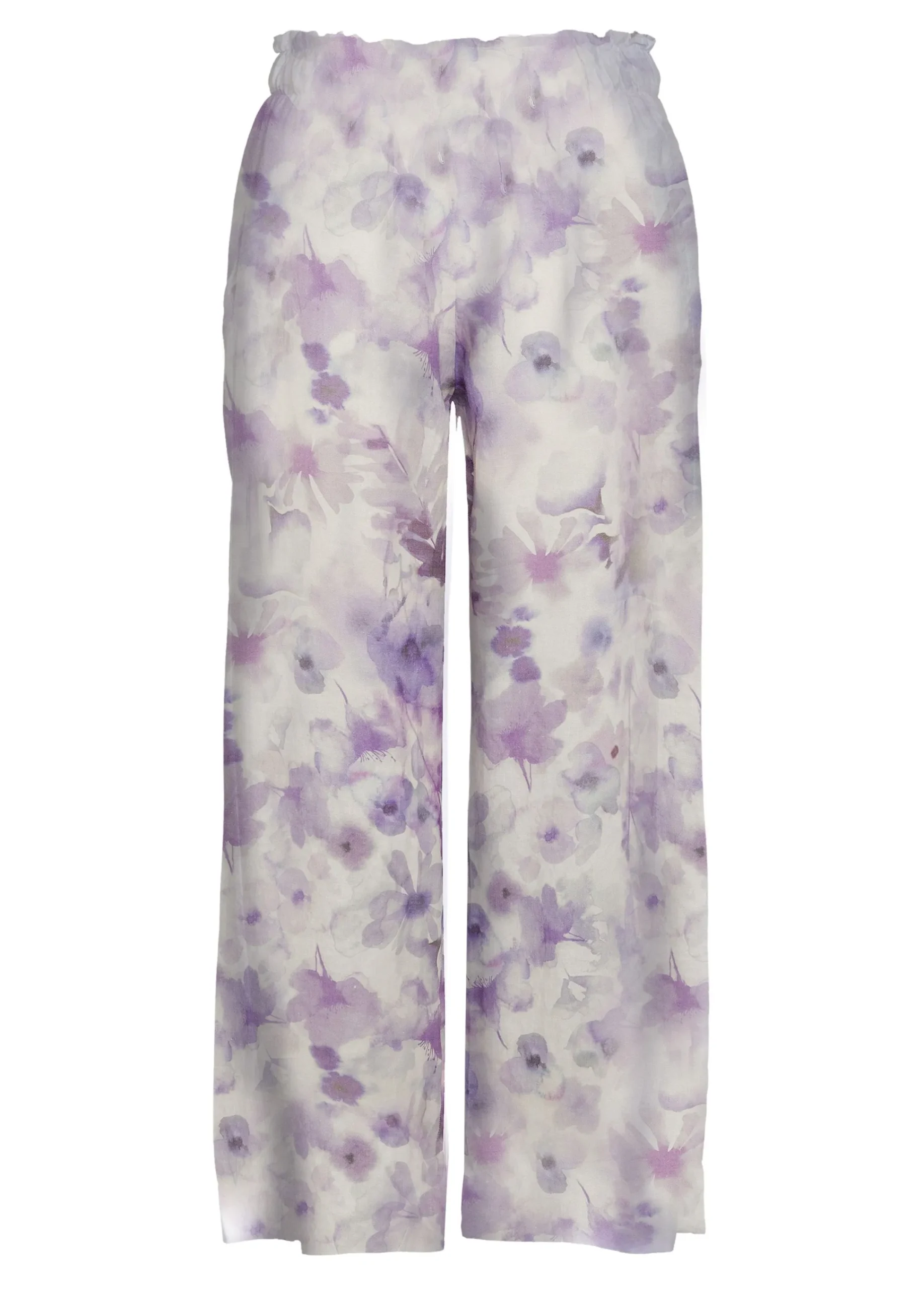 Discount Pantalone Cropped In Raso Stampato Viola Donna Pantaloni
