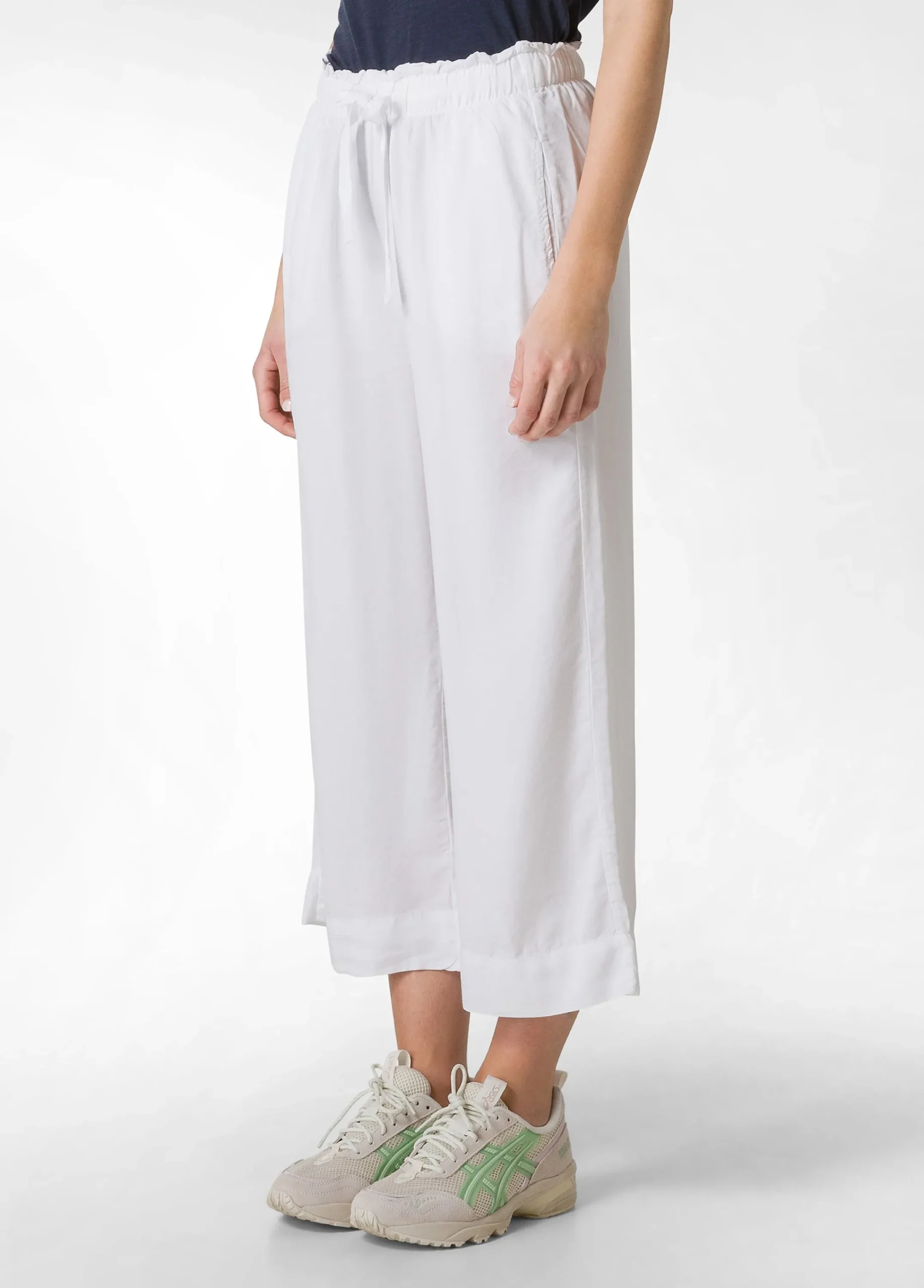 Store Pantalone Cropped In Twill Tencel Bianco Donna Pantaloni