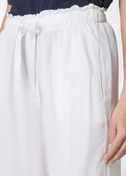 Store Pantalone Cropped In Twill Tencel Bianco Donna Pantaloni