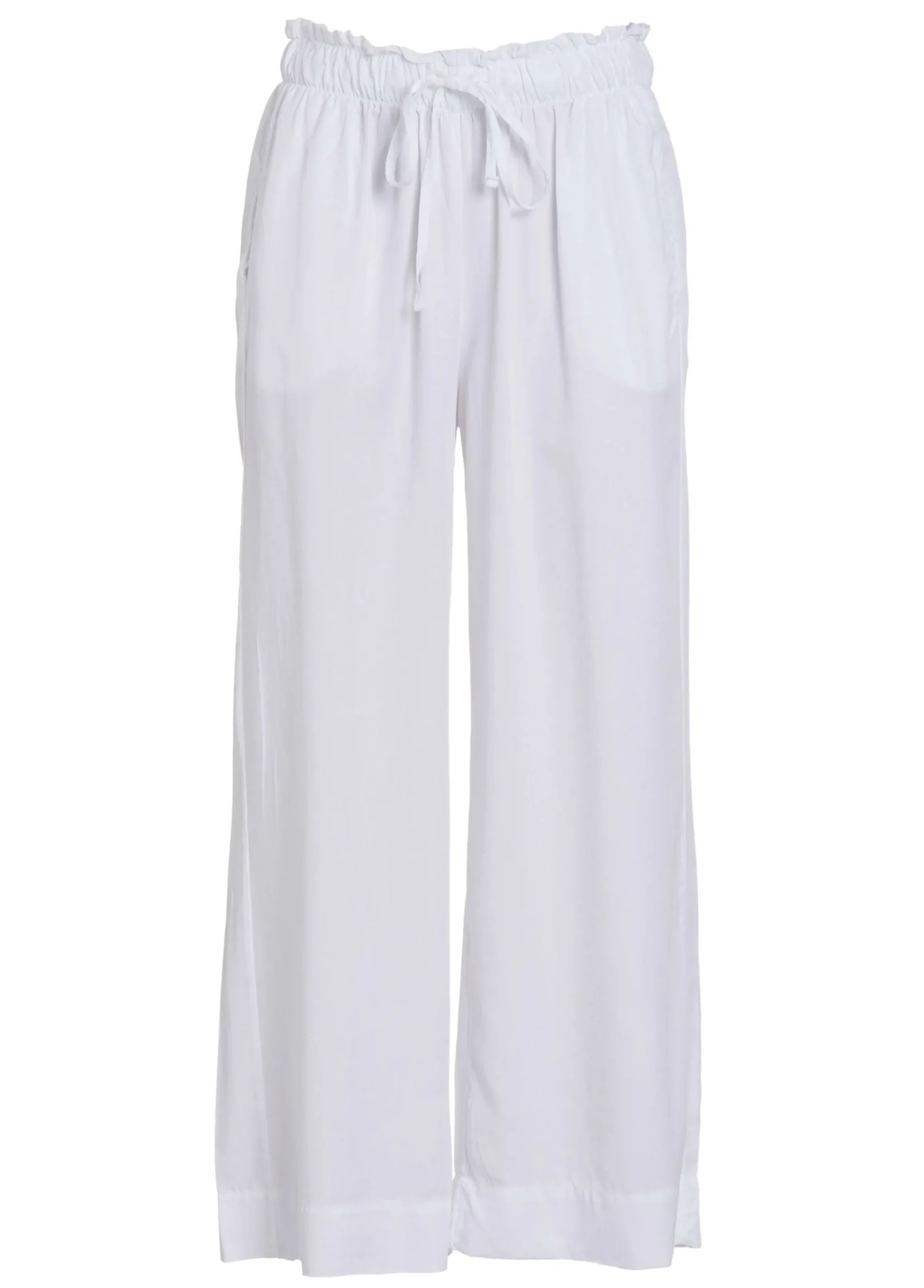Store Pantalone Cropped In Twill Tencel Bianco Donna Pantaloni