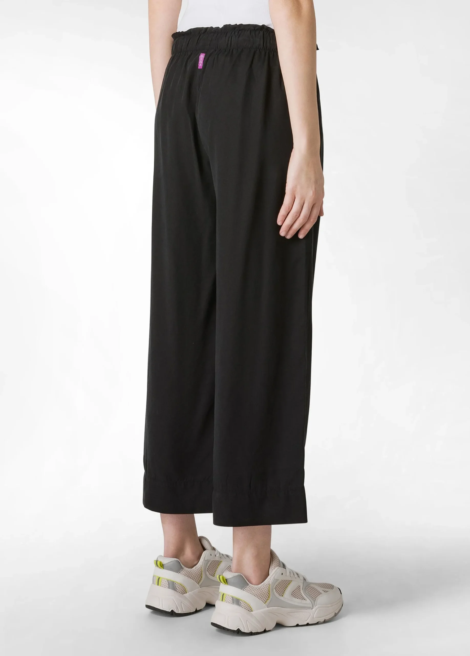Cheap Pantalone Cropped In Twill Tencel Nero Donna Pantaloni