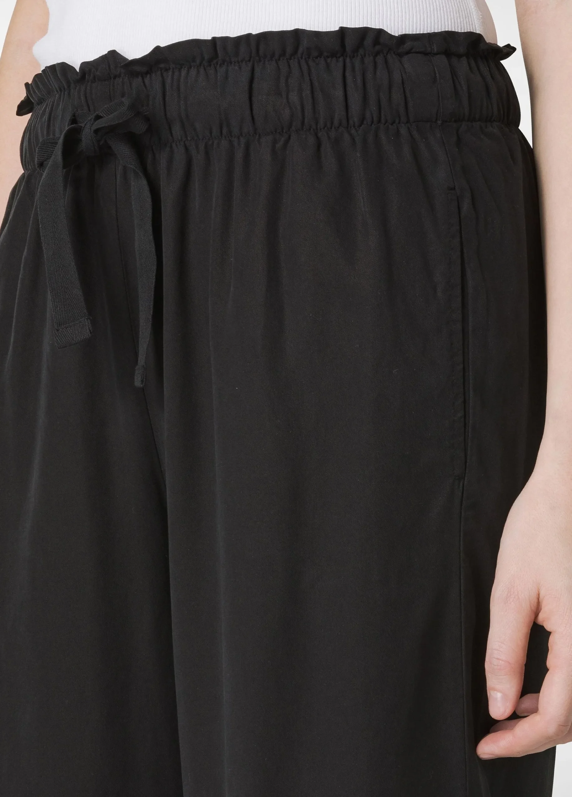 Cheap Pantalone Cropped In Twill Tencel Nero Donna Pantaloni