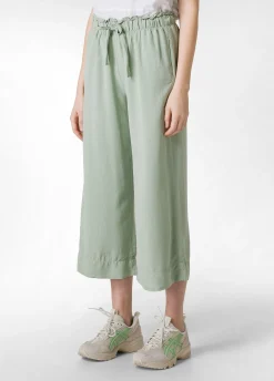 Best Sale Pantalone Cropped In Twill Tencel Verde Donna Pantaloni