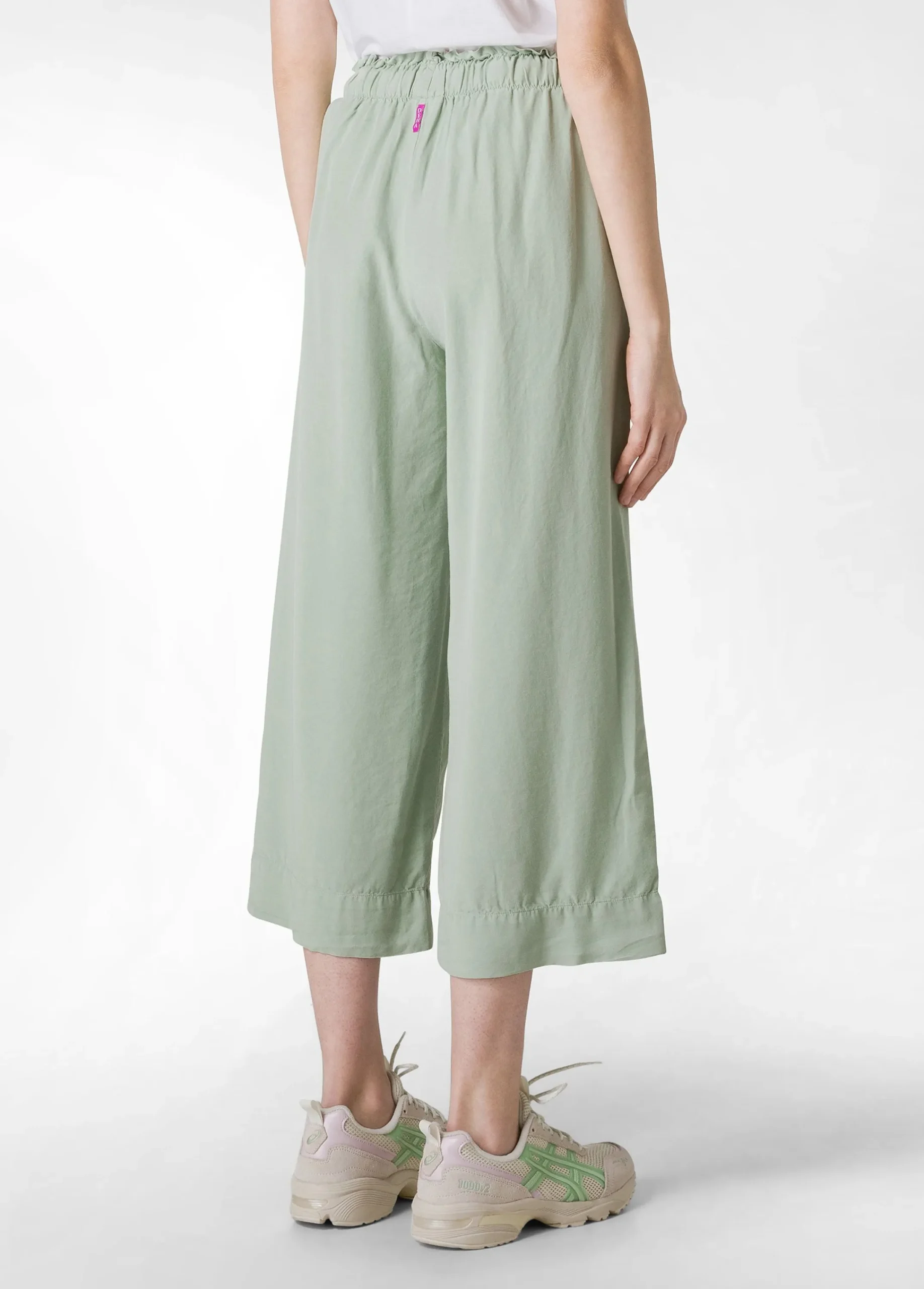Best Sale Pantalone Cropped In Twill Tencel Verde Donna Pantaloni