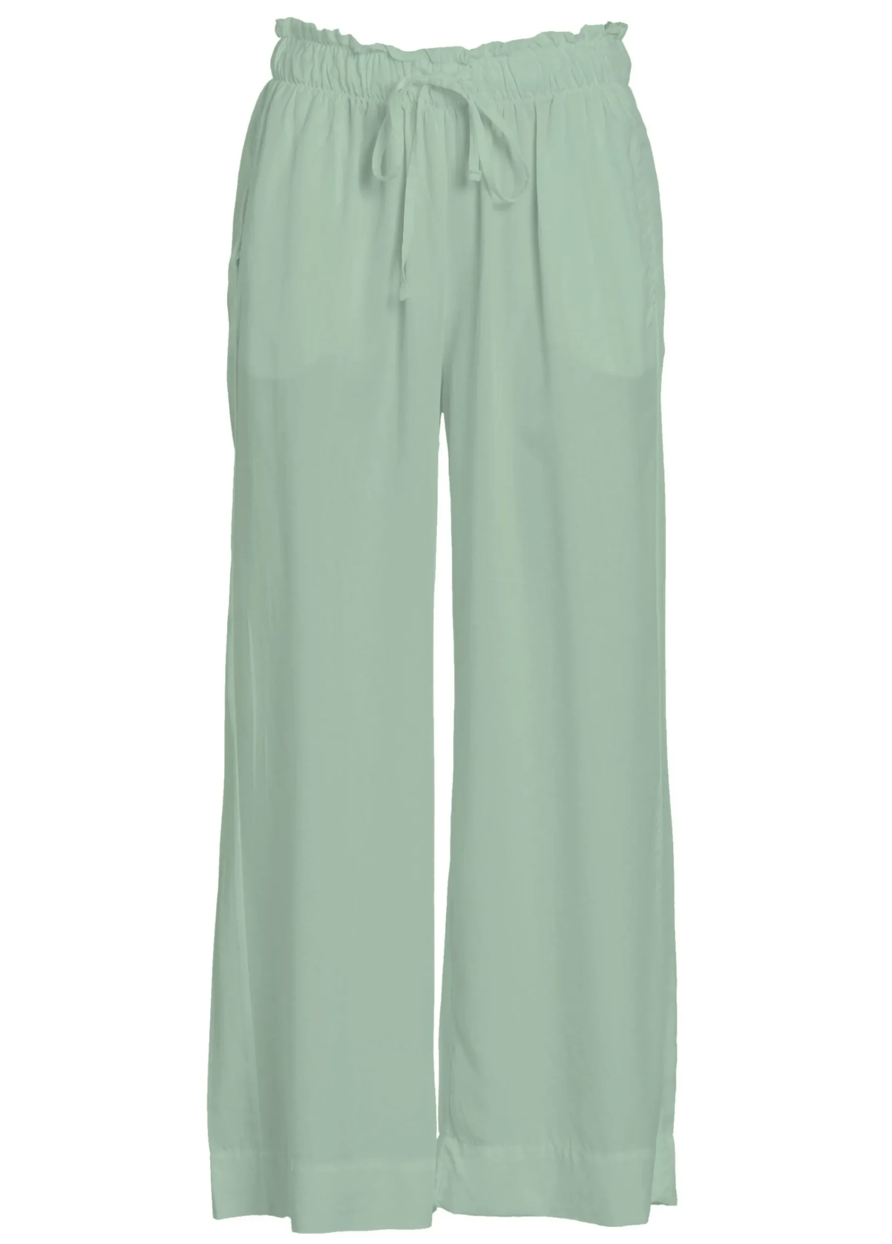 Best Sale Pantalone Cropped In Twill Tencel Verde Donna Pantaloni