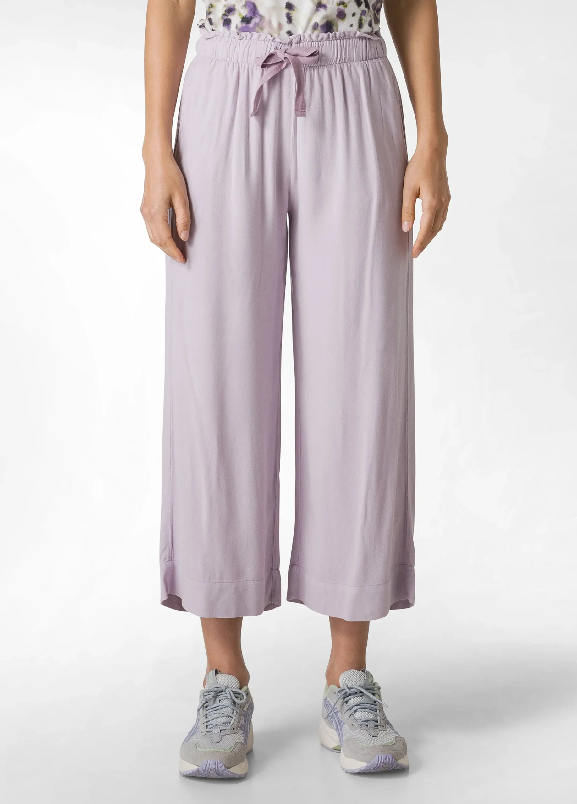 Store Pantalone Cropped In Viscosa Crepe Viola Donna Pantaloni