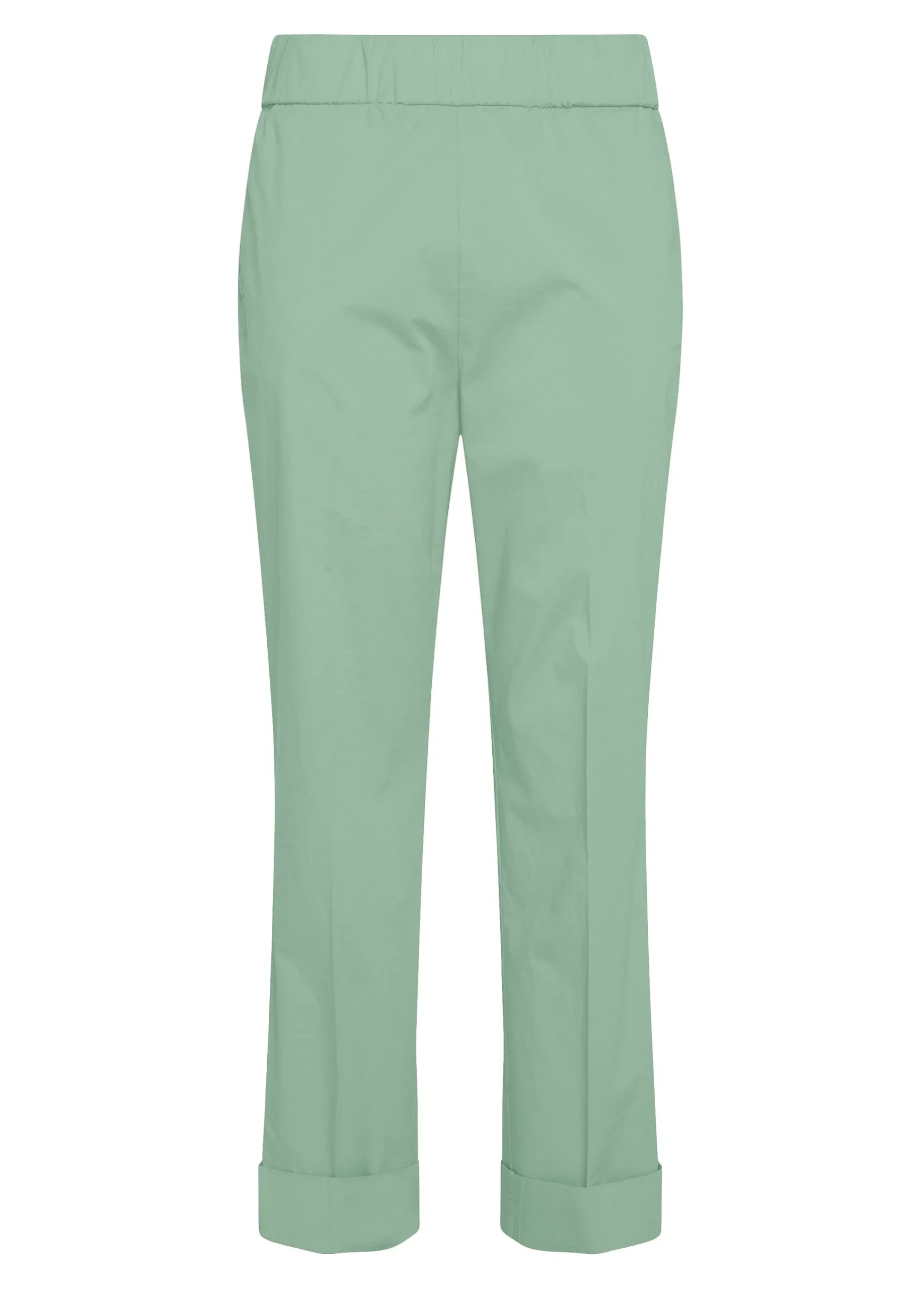 New Pantalone Dritto In Popeline Verde Donna Pantaloni