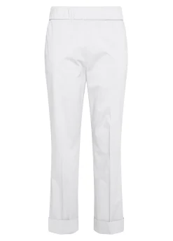 Fashion Pantalone Dritto In Popeline Bianco Donna Pantaloni