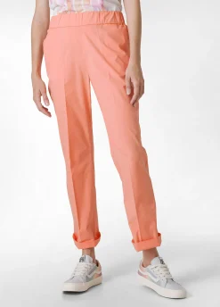 Shop Pantalone Dritto In Popeline Arancio Donna Pantaloni