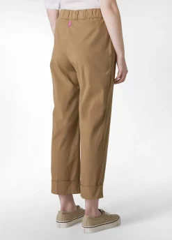 Sale Pantalone Dritto In Popeline Marrone Donna Pantaloni