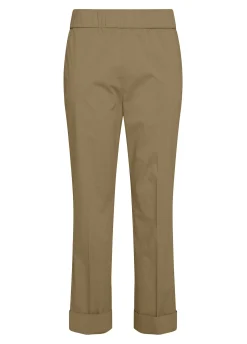 Sale Pantalone Dritto In Popeline Marrone Donna Pantaloni
