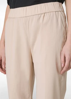 Sale Pantalone Dritto In Popeline Beige Donna Pantaloni