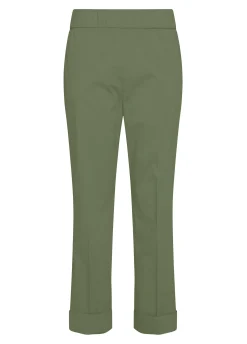Sale Pantalone Dritto In Popeline Verde Donna Pantaloni