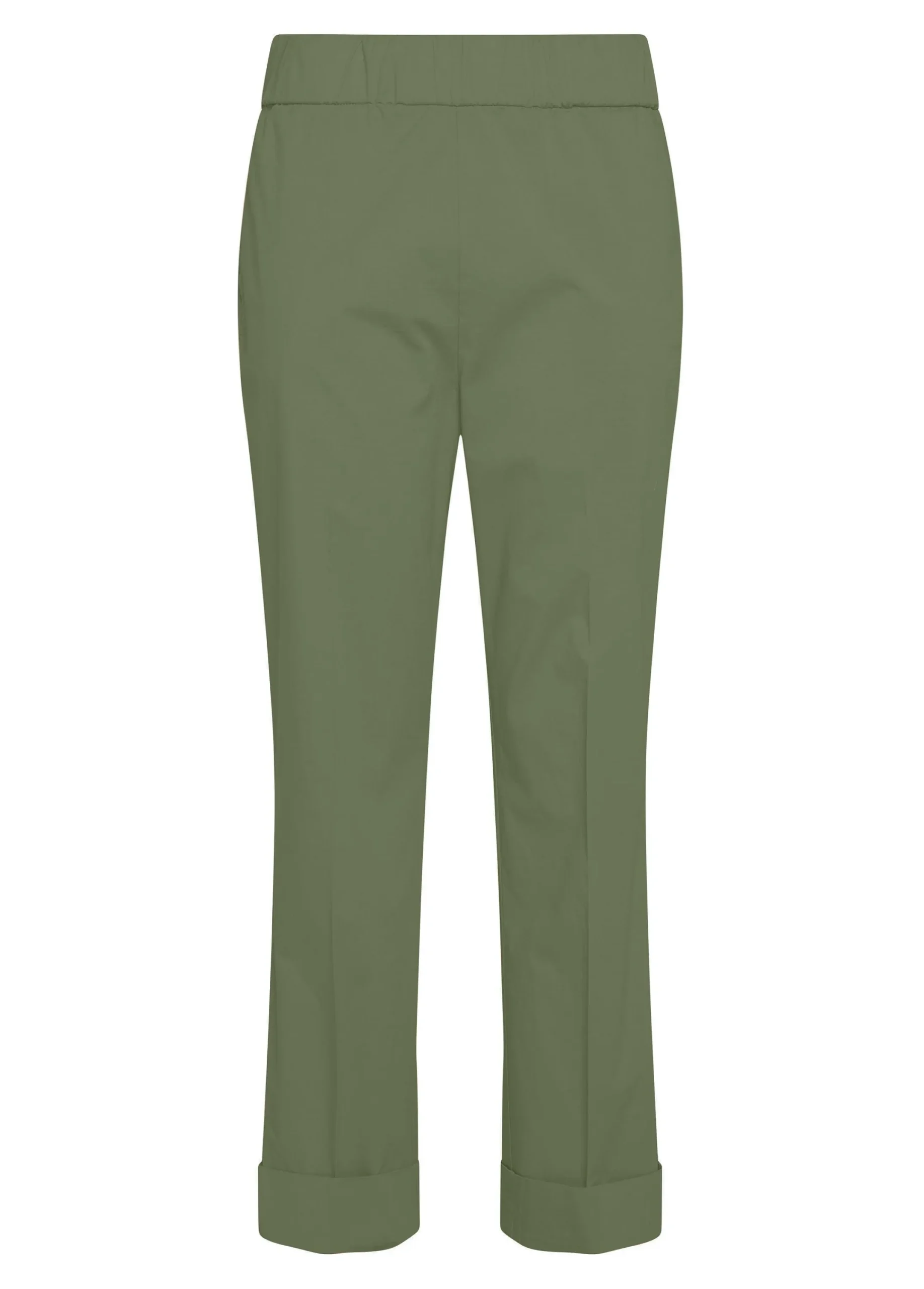 Sale Pantalone Dritto In Popeline Verde Donna Pantaloni