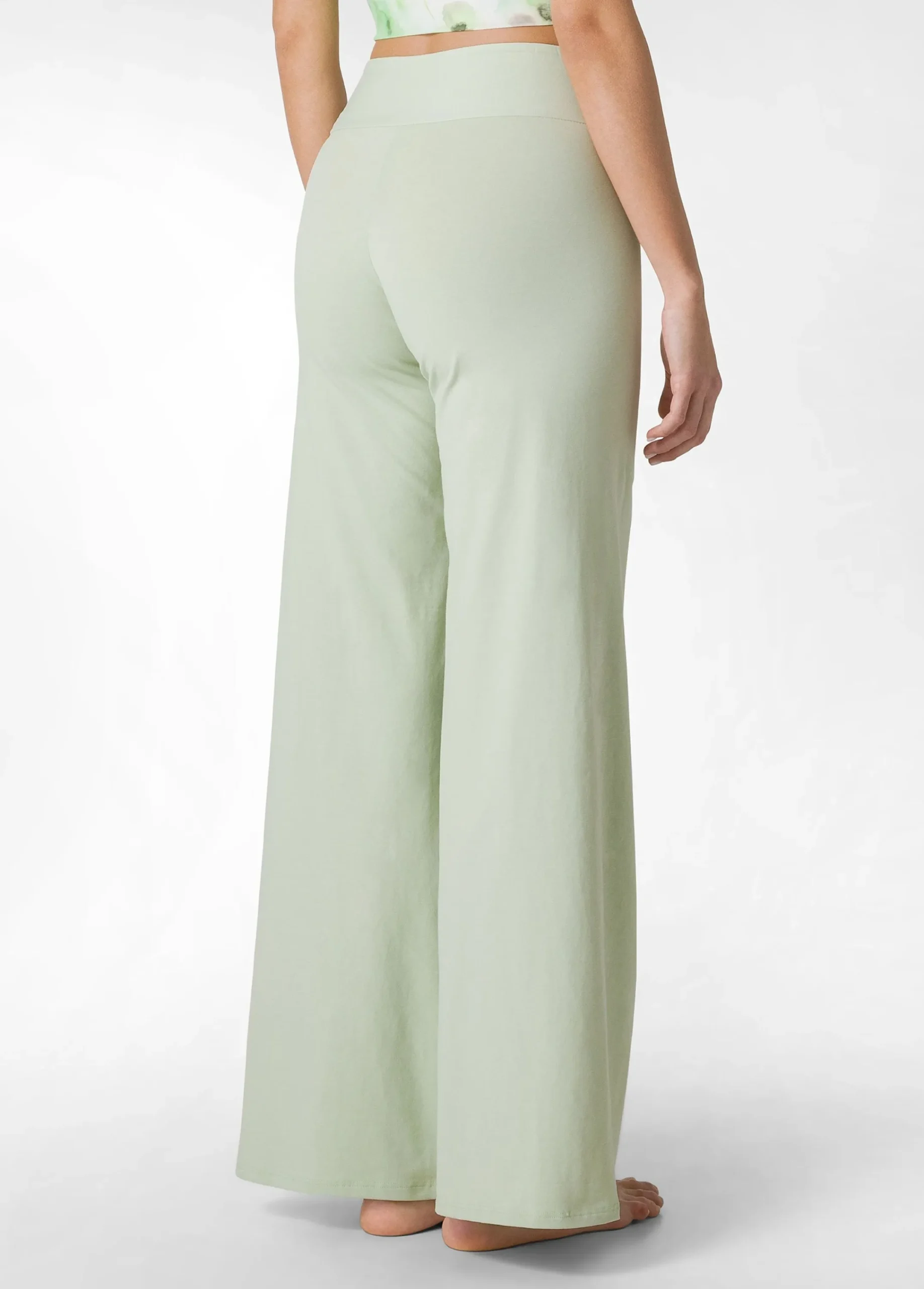 Cheap Pantalone Gamba Larga In Jersey Verde Donna Pantaloni