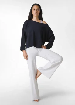 Cheap Pantalone Gamba Larga In Jersey Bianco Donna Pantaloni