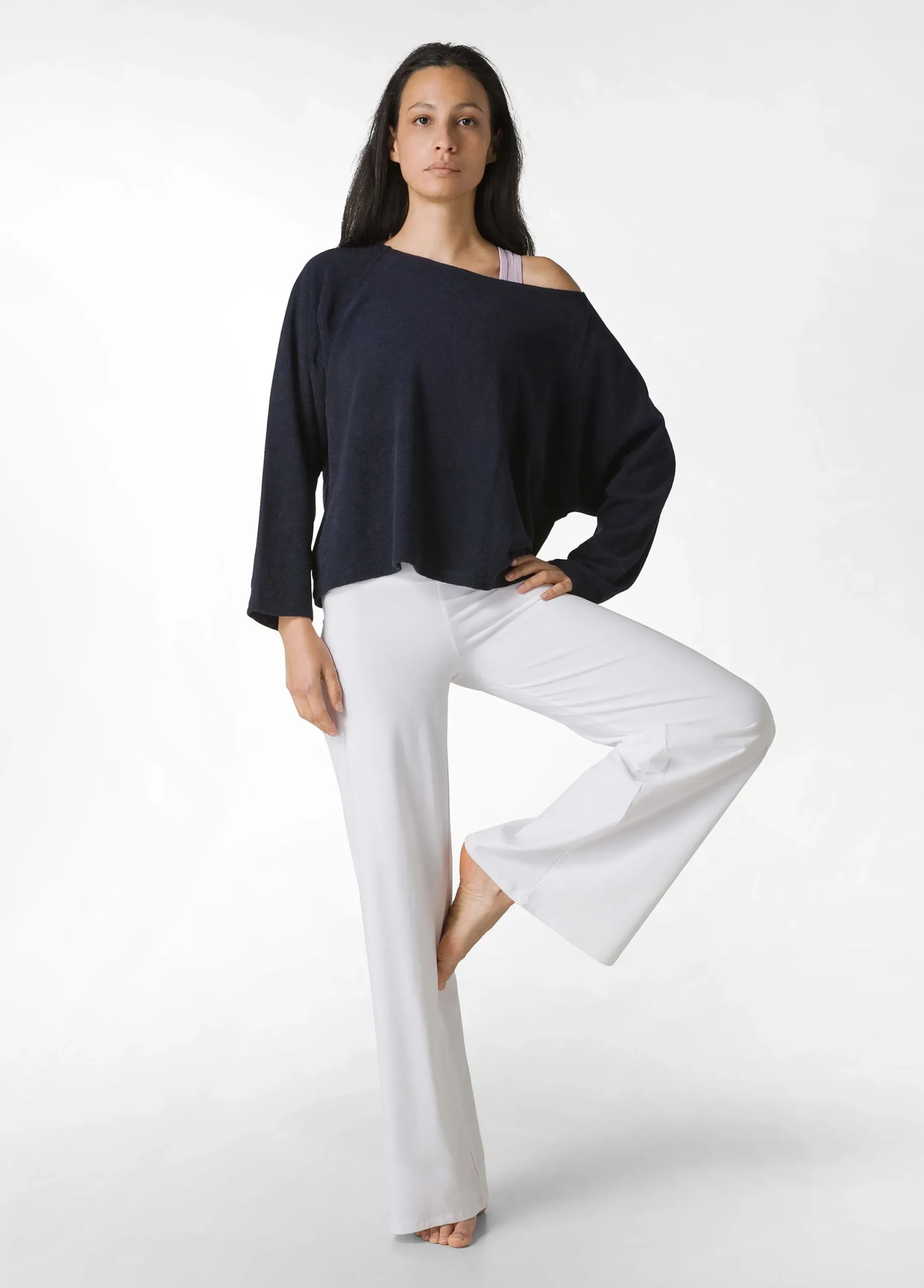 Cheap Pantalone Gamba Larga In Jersey Bianco Donna Pantaloni