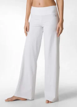 Cheap Pantalone Gamba Larga In Jersey Bianco Donna Pantaloni