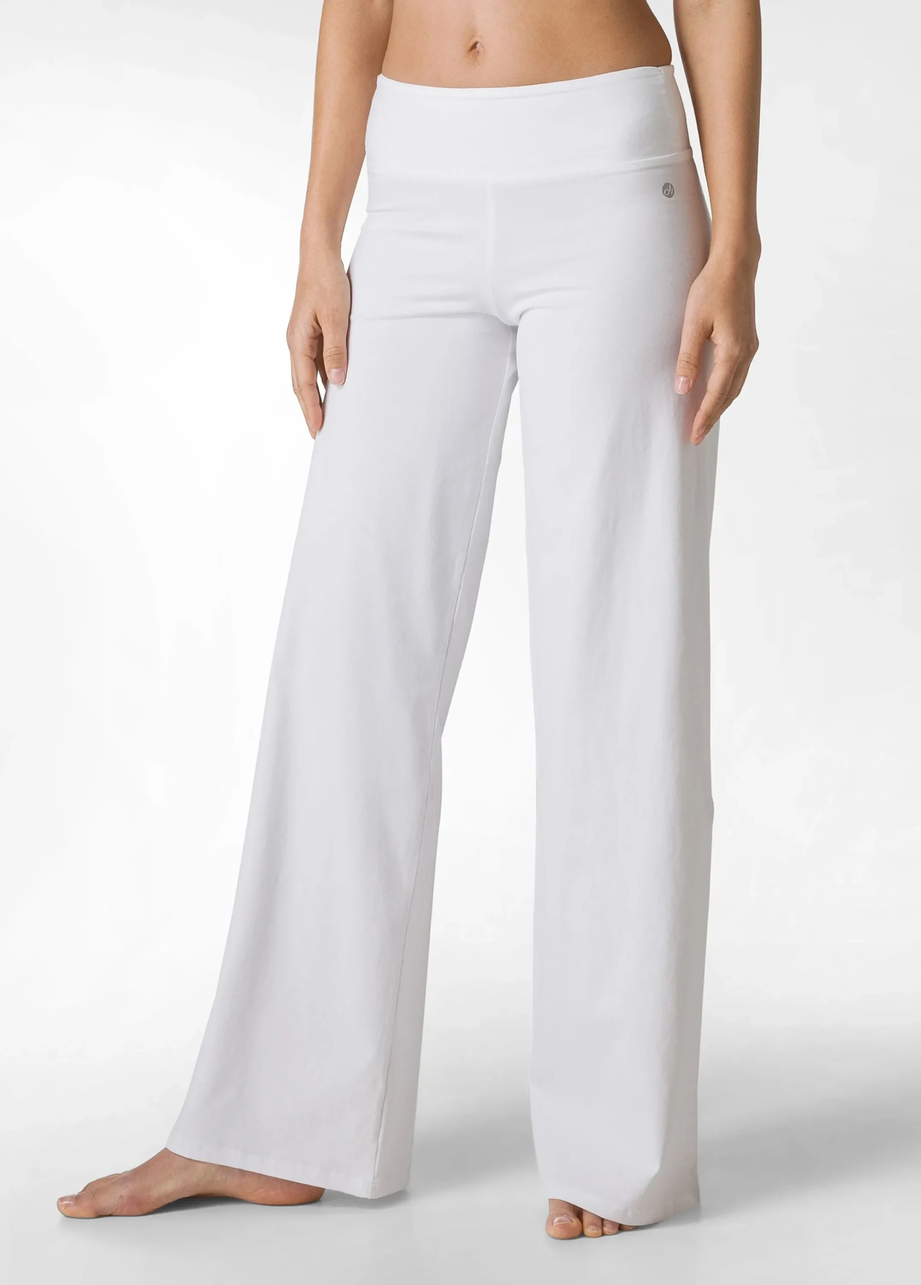 Cheap Pantalone Gamba Larga In Jersey Bianco Donna Pantaloni