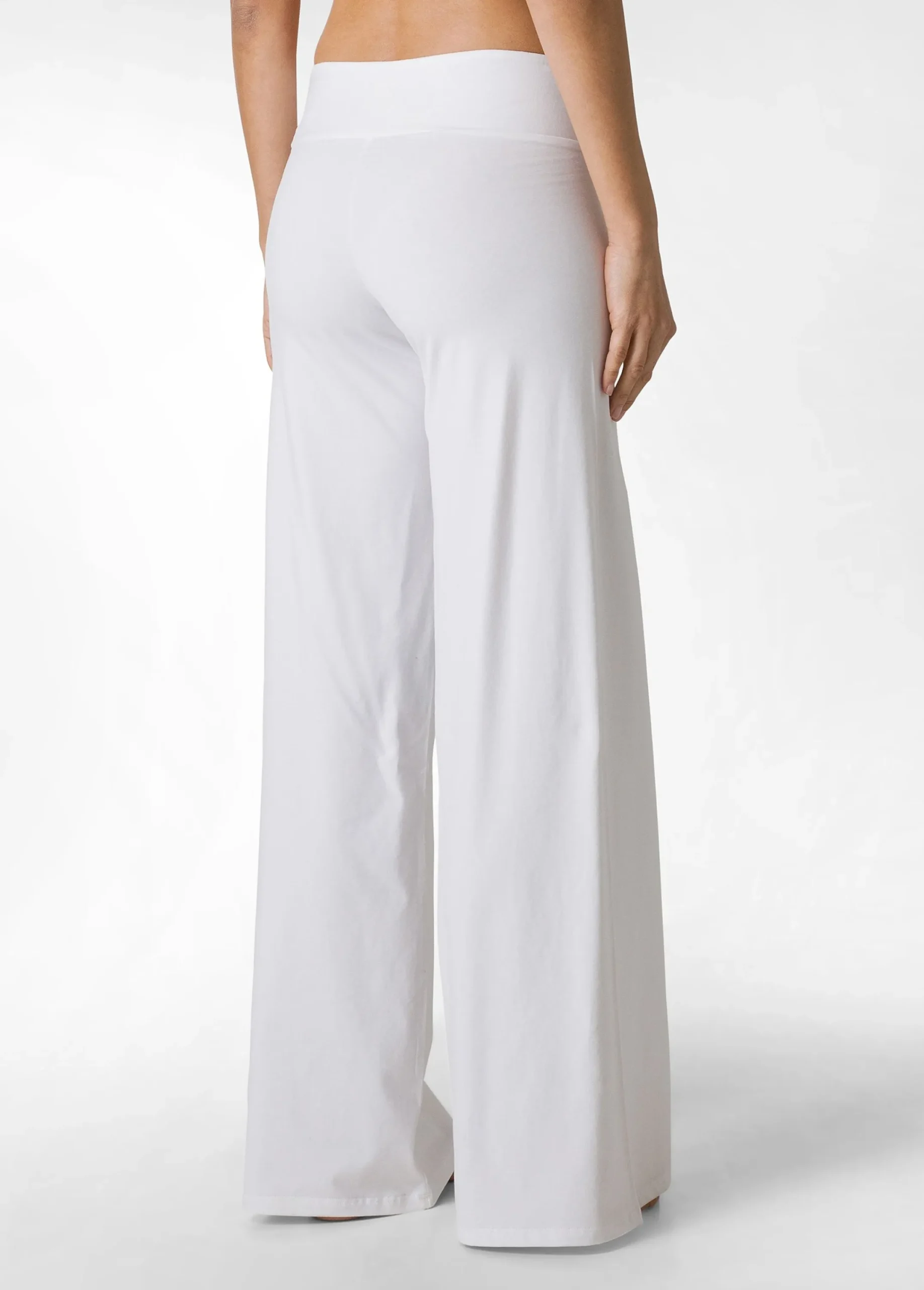 Cheap Pantalone Gamba Larga In Jersey Bianco Donna Pantaloni