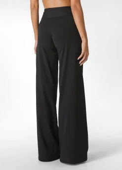 Cheap Pantalone Gamba Larga In Jersey Nero Donna Pantaloni