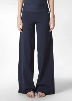 Cheap Pantalone Gamba Larga In Jersey Blu Donna Pantaloni