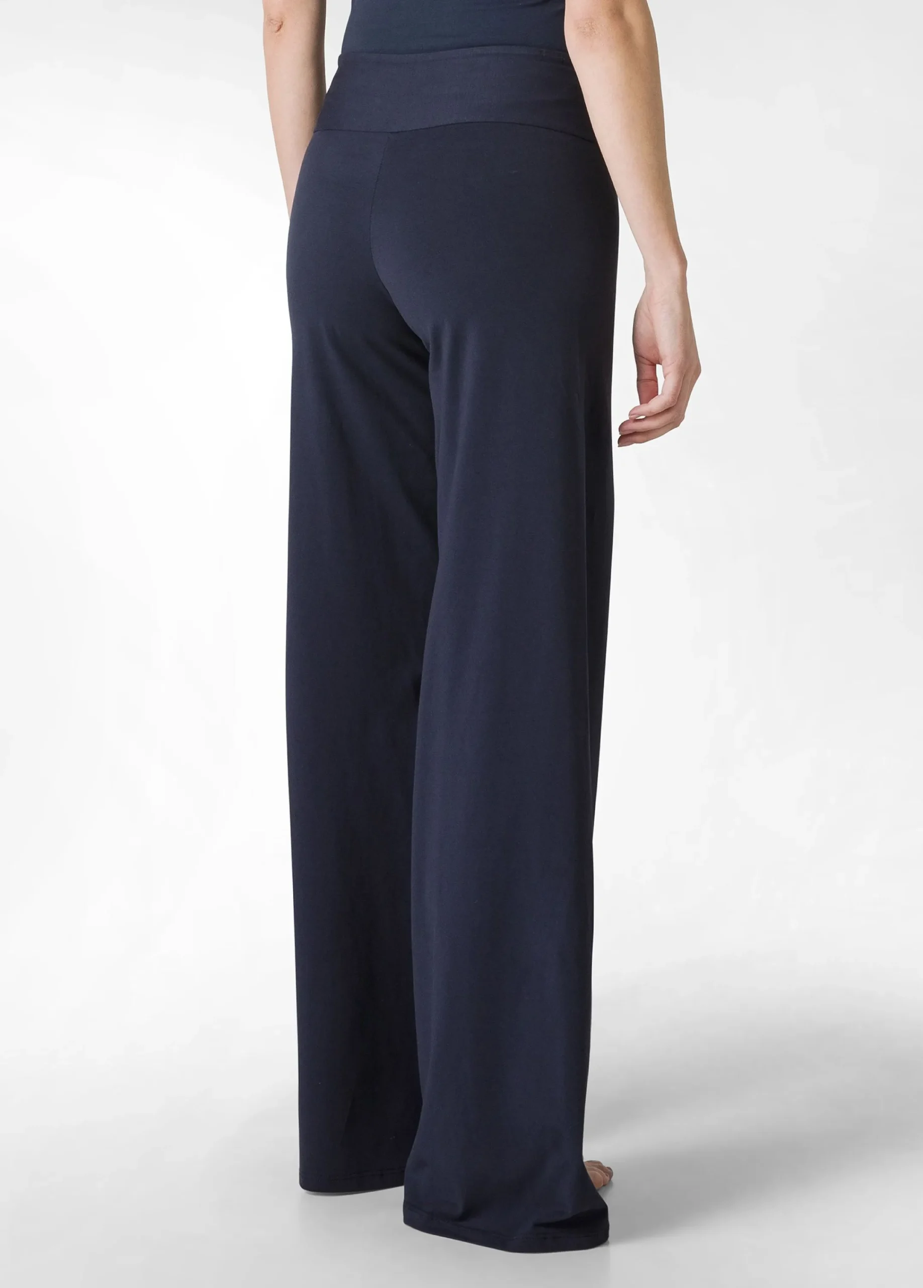 Cheap Pantalone Gamba Larga In Jersey Blu Donna Pantaloni