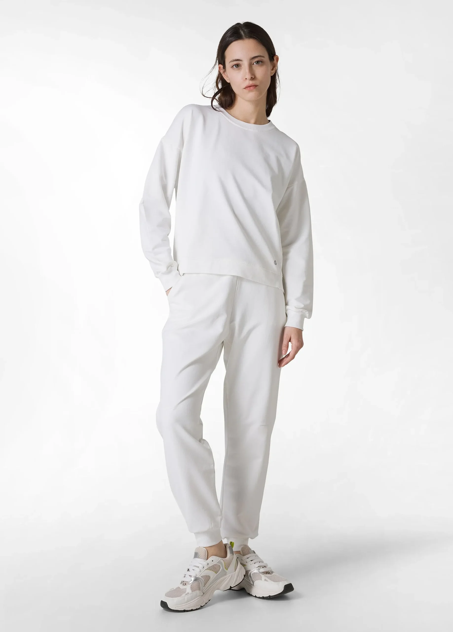 Cheap Pantalone In Felpa Dettagli Neri Bianco Donna Pantaloni