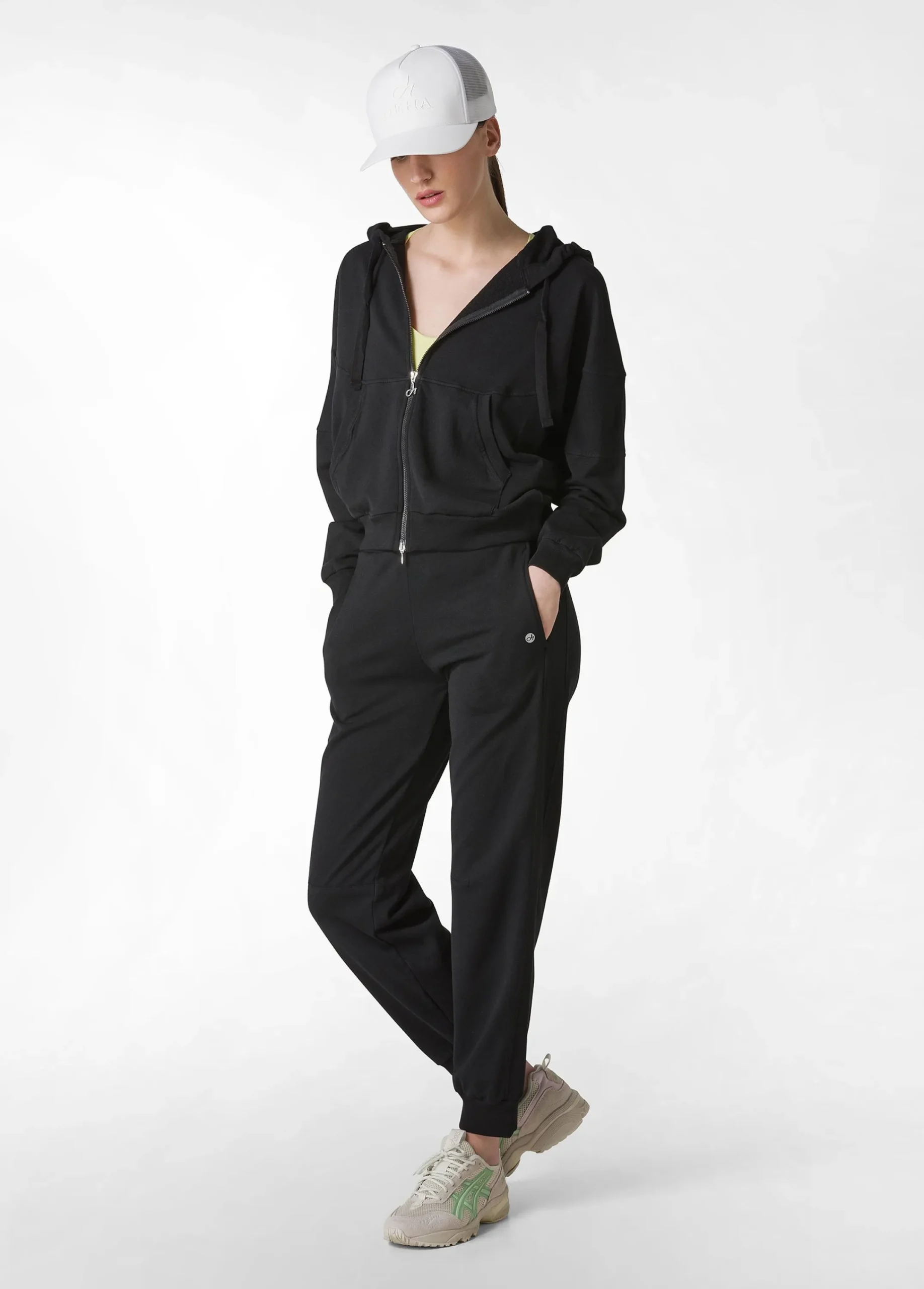 Flash Sale Pantalone In Felpa Organica Con Costina Nero Donna Pantaloni