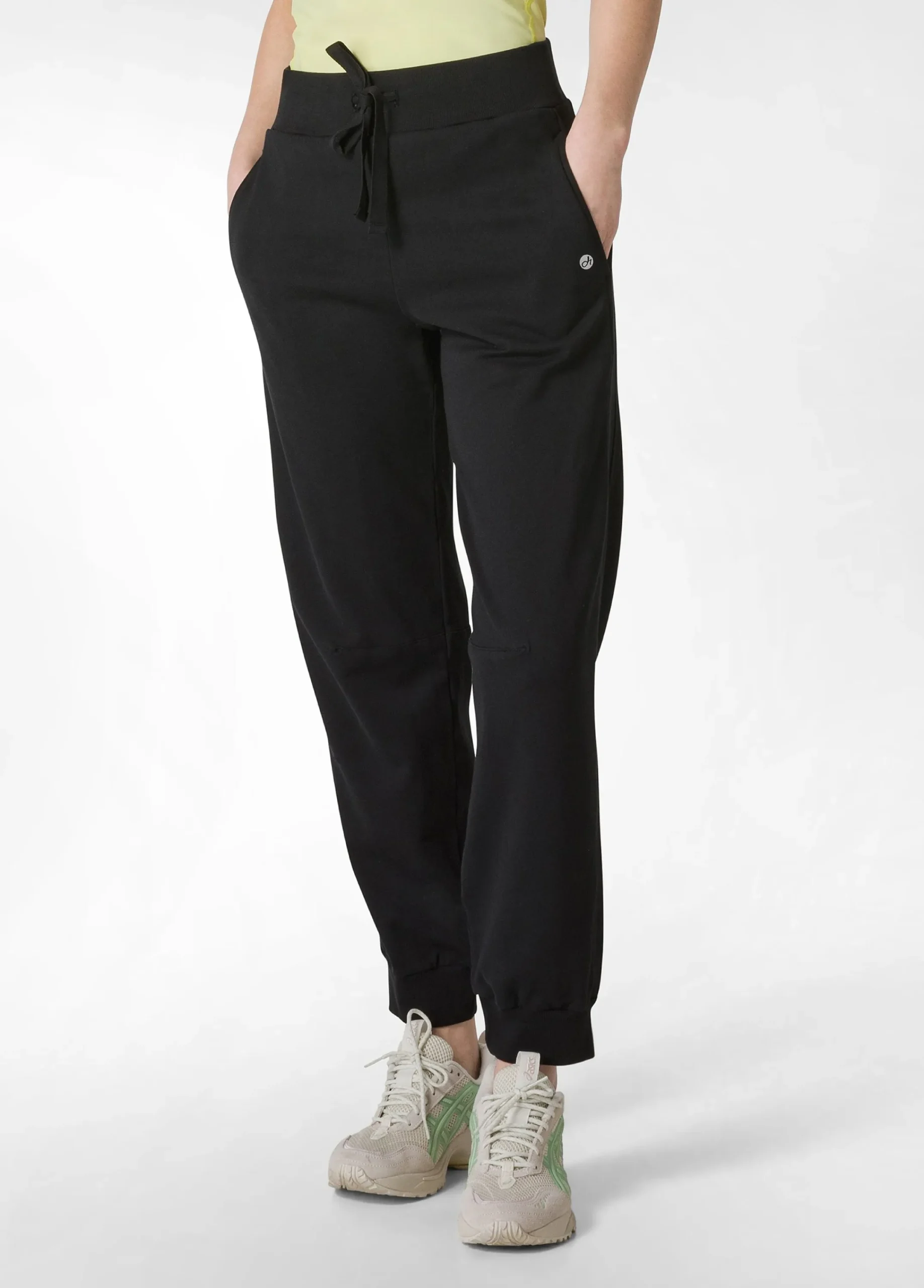 Flash Sale Pantalone In Felpa Organica Con Costina Nero Donna Pantaloni