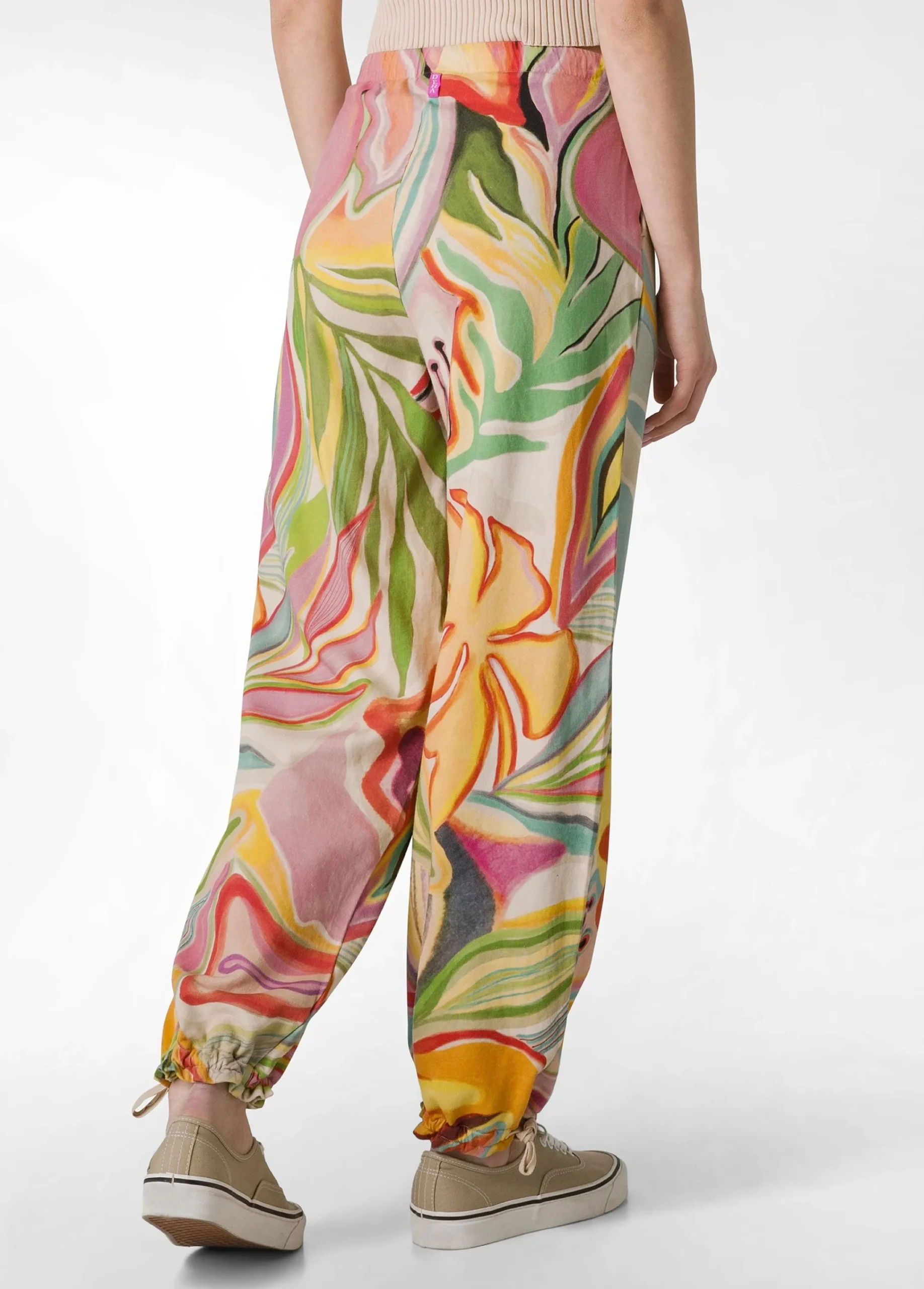 Cheap Pantalone In Felpa Organica Flower Power Verde Donna Pantaloni