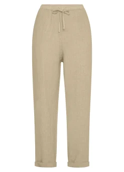 Best Sale Pantalone In Lino Con Coulisse Beige Donna Pantaloni