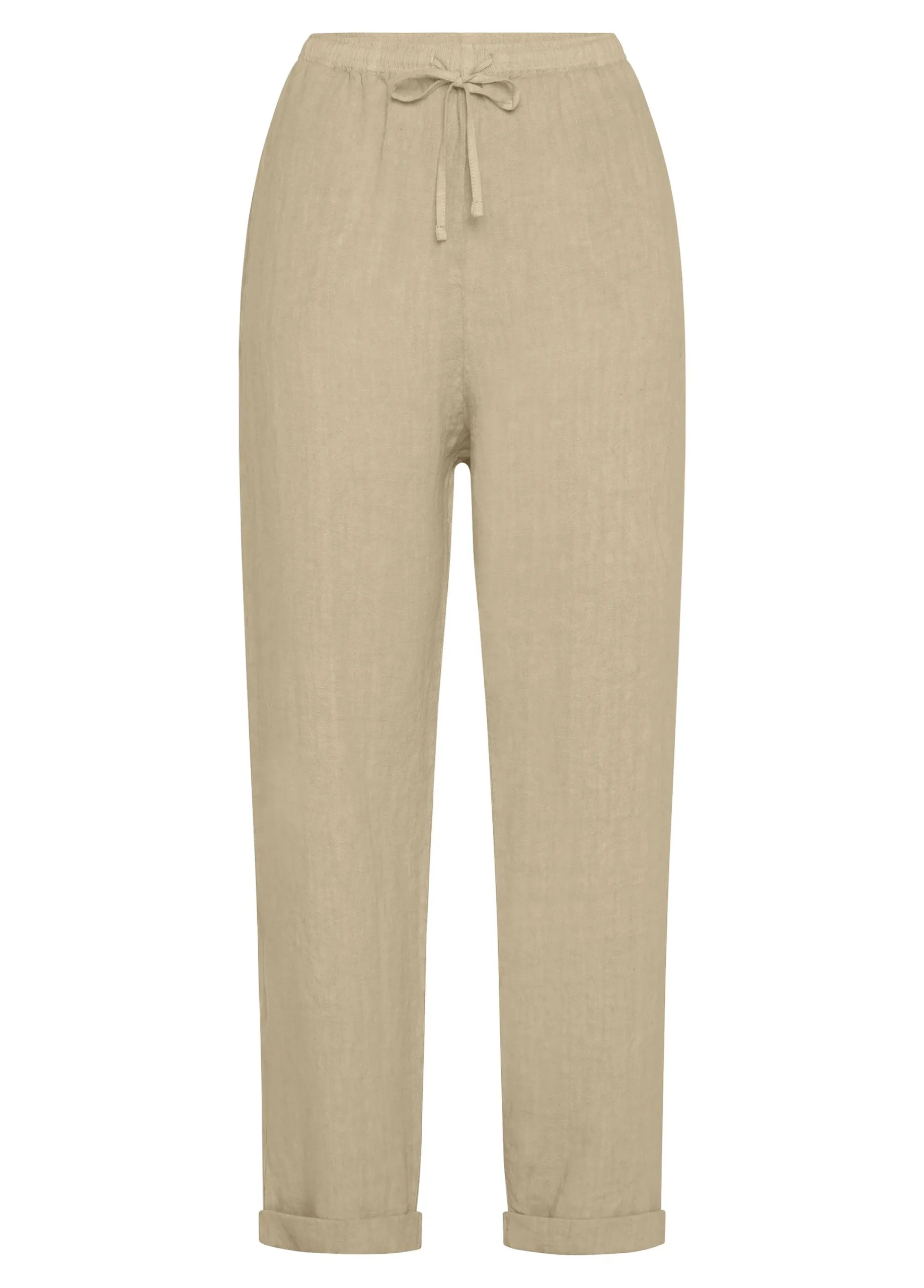 Best Sale Pantalone In Lino Con Coulisse Beige Donna Pantaloni