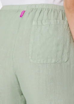 Hot Pantalone In Lino Con Coulisse Verde Donna Pantaloni