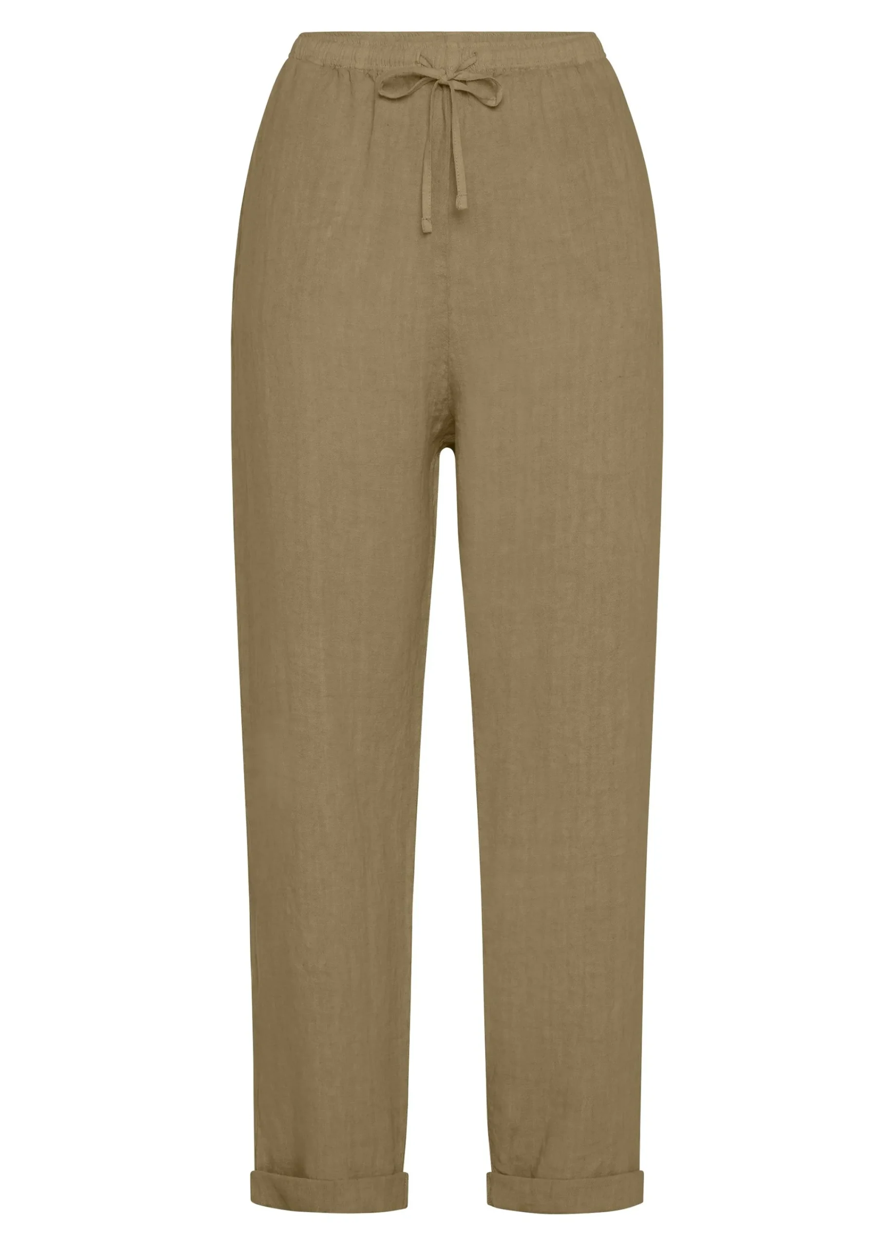 Flash Sale Pantalone In Lino Con Coulisse Marrone Donna Pantaloni