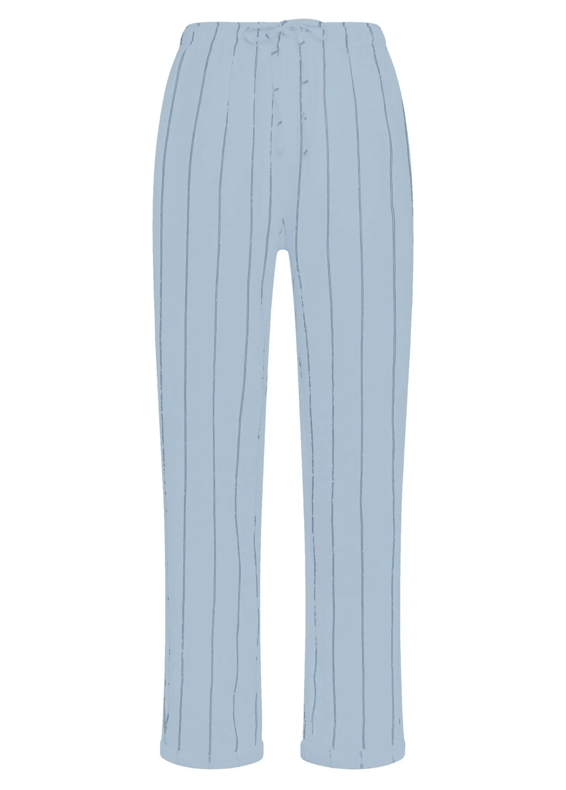 Best Sale Pantalone In Lino Gessato Blu Donna Pantaloni