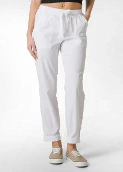 Fashion Pantalone In Popeline Con Coulisse Bianco Donna Pantaloni