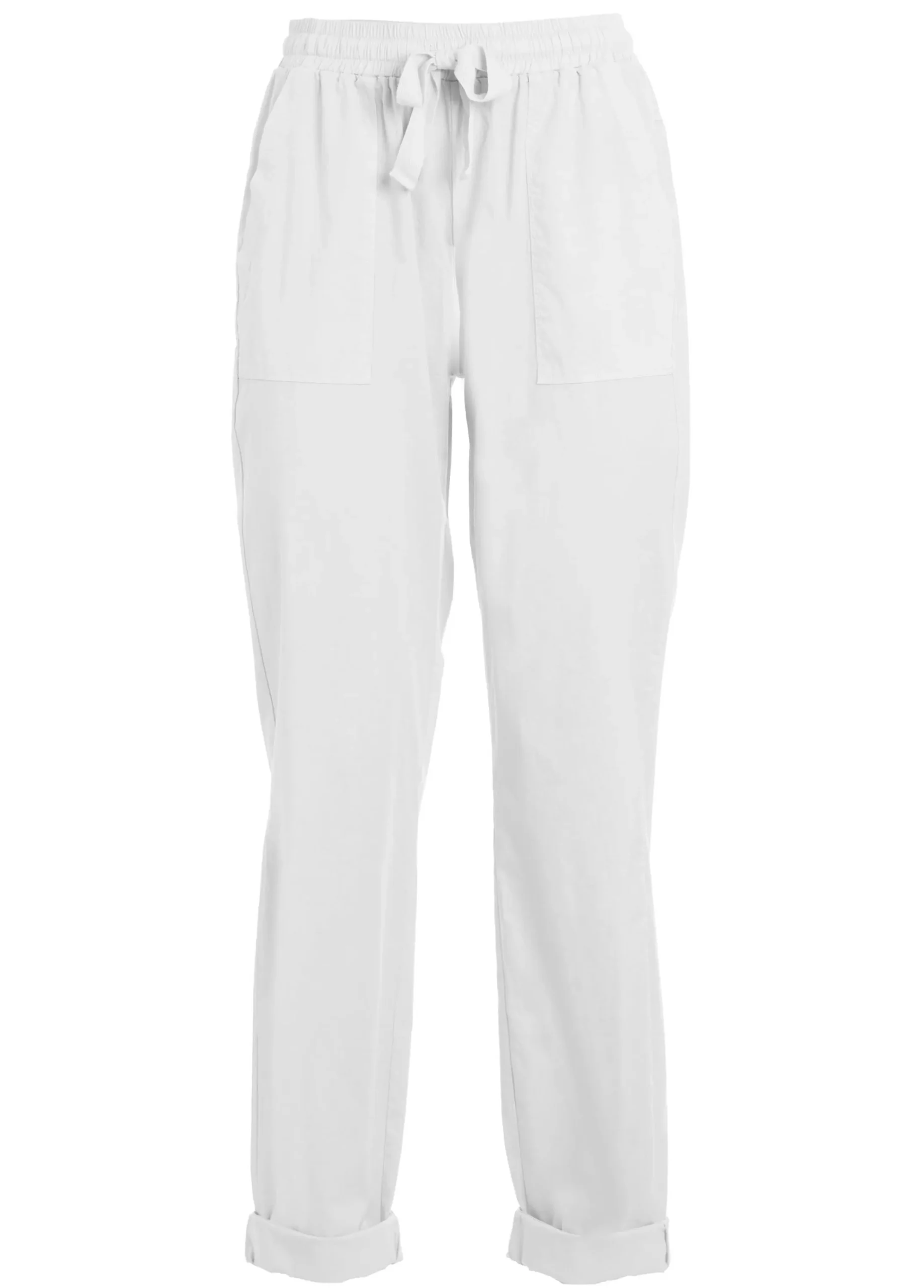 Fashion Pantalone In Popeline Con Coulisse Bianco Donna Pantaloni