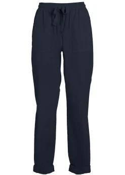 Outlet Pantalone In Popeline Con Coulisse Blu Donna Pantaloni
