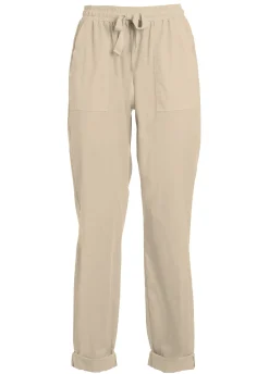 Sale Pantalone In Popeline Con Coulisse Beige Donna Pantaloni
