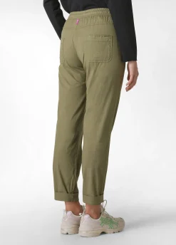 Outlet Pantalone In Popeline Con Coulisse Verde Donna Pantaloni