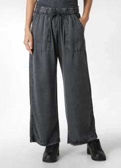 Store Pantalone In Tencel Effetto Marmo Nero Donna Pantaloni