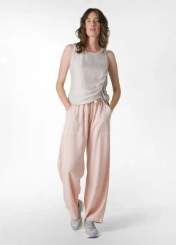 Fashion Pantalone In Tencel Effetto Marmo Rosa Donna Pantaloni