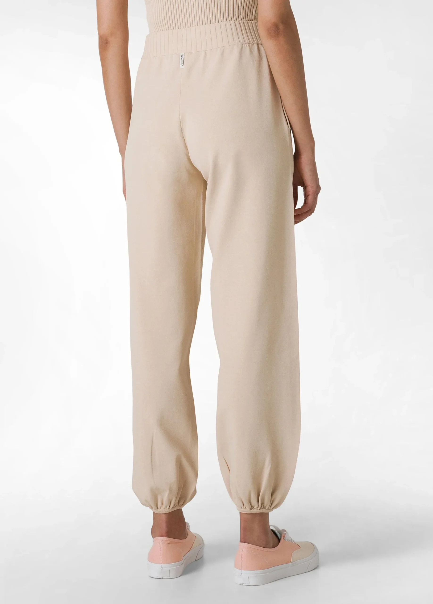 Sale Pantalone Jogger A Maglia Beige Donna Pantaloni
