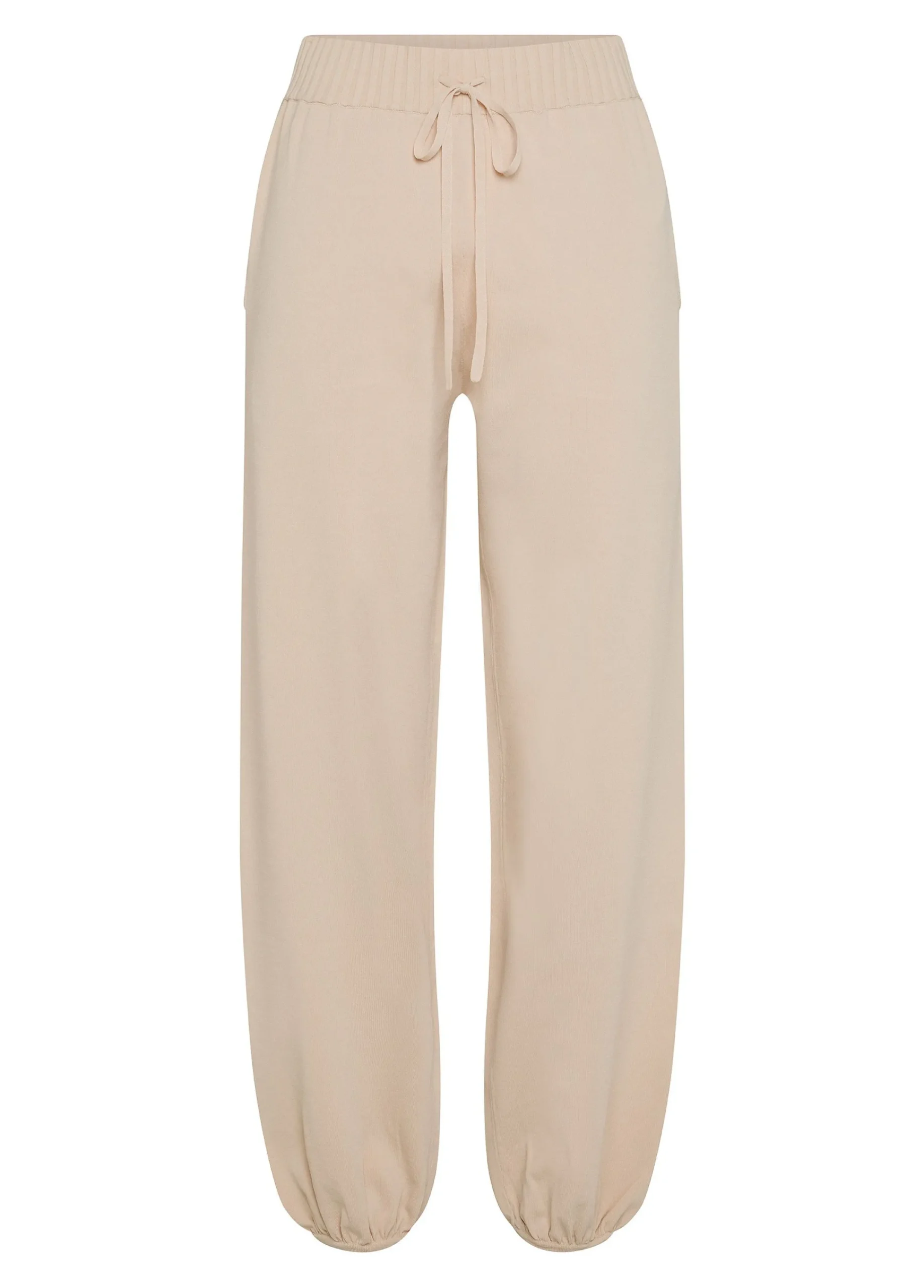 Sale Pantalone Jogger A Maglia Beige Donna Pantaloni